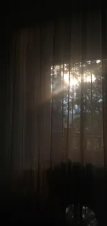 Serene sunset light filtering through a curtain.