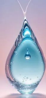 Aesthetic water droplet against a calming gradient background.