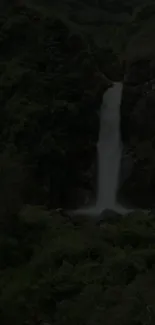 Mobile wallpaper of a serene waterfall surrounded by lush greenery.