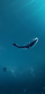 Majestic whale swimming in deep blue ocean mobile wallpaper.