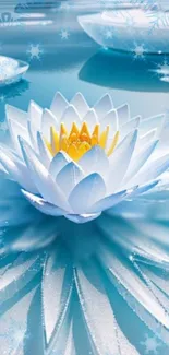 Beautiful blue lotus flower artwork with serene background.