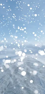 Serene snow-covered road in winter landscape with blue sky.