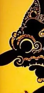 Shadow puppet art design on yellow background.