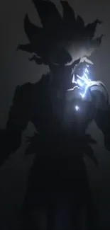 Dark silhouette with lightning on mobile wallpaper