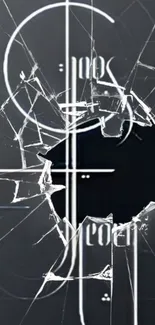 Shattered glass effect on dark abstract wallpaper.