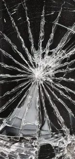 Wallpaper of shattered glass with a dark background.