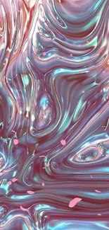 Glossy abstract wallpaper with pink and aqua hues.