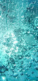 Vibrant aqua bubbles creating a shimmering underwater effect in this mobile wallpaper.