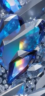 Shimmering blue gemstones in close-up view.