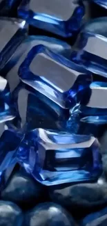 Shimmering blue gemstones laid out elegantly.