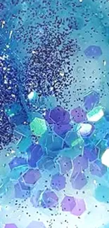 Vibrant blue and purple glitter wallpaper with abstract design.