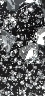 Close-up of sparkling diamonds on a black background wallpaper.