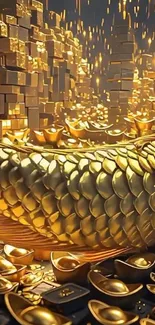Gold pattern wallpaper with shimmering textures.