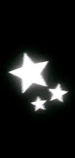 Shimmering white stars on a black gradient background, minimalist phone wallpaper.