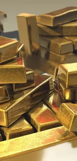 Stacked shiny gold bars wallpaper for mobile devices.