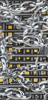 Intricate shiny metallic chain wallpaper.