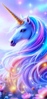 Shiny Rainbow Colored Unicorn Live Wallpaper