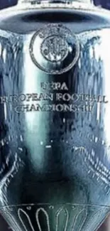 Close-up of European football championship trophy