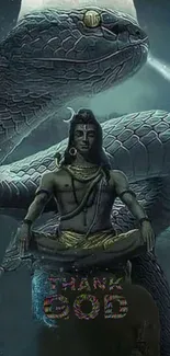 Mystic Shiva with cosmic serpent artwork wallpaper.