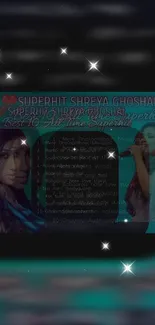 Shreya Ghoshal music wallpaper with starry design.