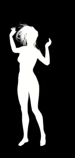 Silhouette artwork on a black wallpaper background for mobile.