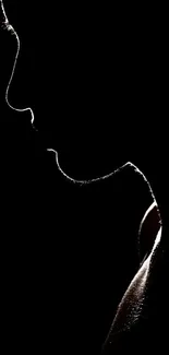 Silhouette art wallpaper with elegant curves and shadows on black background.