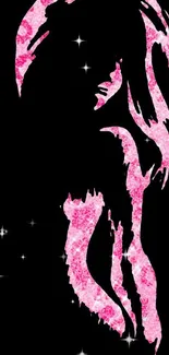 Pink silhouette art on black background wallpaper.