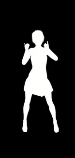 Silhouette of a dancer on a black background wallpaper.