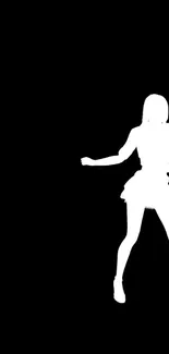 Silhouette of a dancer on a black background wallpaper.