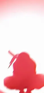 Silhouette of a ninja against a red and white gradient background.