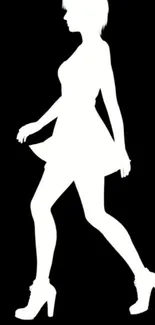 Minimalist wallpaper with walking silhouette in white on a black background.