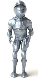 Silver knight in full armor on a white background.