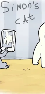 Simon's Cat humorous moment with reflective mirror.