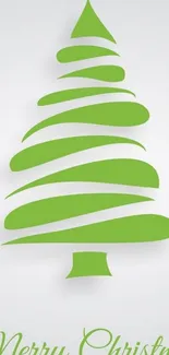 Minimalist green Christmas tree wallpaper with 'Merry Christmas' text.