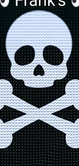 Black and white skull and crossbones phone wallpaper design.