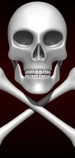 3D skull and crossbones with dark background wallpaper.