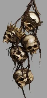 Artistic skulls with crowns on a gray background mobile wallpaper.