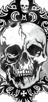 Black and white gothic skull art wallpaper