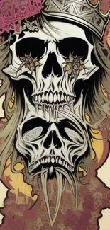 Mobile wallpaper featuring edgy skull art with intricate crown details.