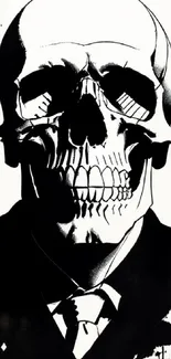 Black and white skull art design for mobile wallpaper.