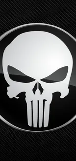 Skull emblem on dark textured background for mobile wallpaper.