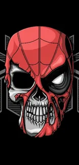 Red skull mask on black background mobile wallpaper.