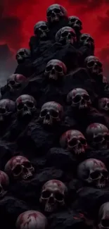 Gothic skull mountain against red sky