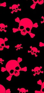 Bold red skulls on black background wallpaper.