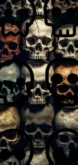 Gothic skull pattern wallpaper with dark hues for mobile phones.