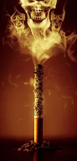 Eerie skull formed by cigarette smoke on a dark background.