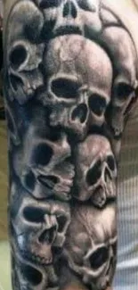 Edgy skull tattoo art mobile wallpaper, showcasing intricate design.