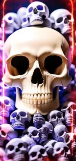 Skull theme mobile wallpaper with blue and black hues.