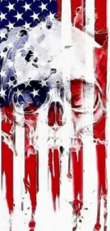 Skull blended with American flag mobile wallpaper.