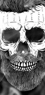 Black and white skull with headphones and beard design wallpaper.